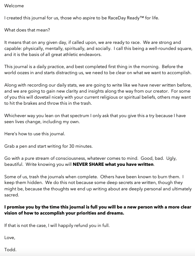 RaceDay Ready 100 Day Journal